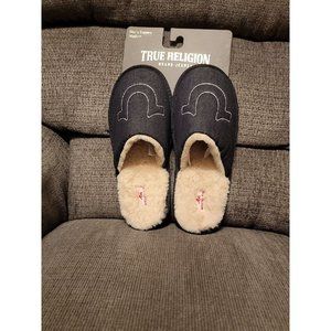 True Religion Fur Liner Slippers Black Denim Men’s med Vintage